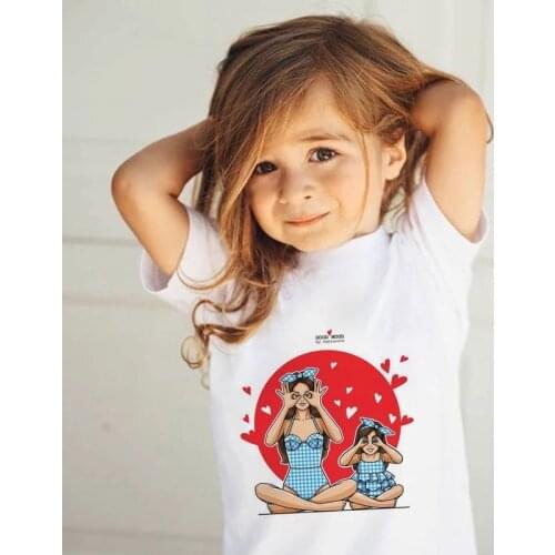 Mother And Baby Love Life Lovely Printing Tops Tee Summer Super Mom Baby Girl Tshirt Boys T Shirts Kawaii Kids T Shirt