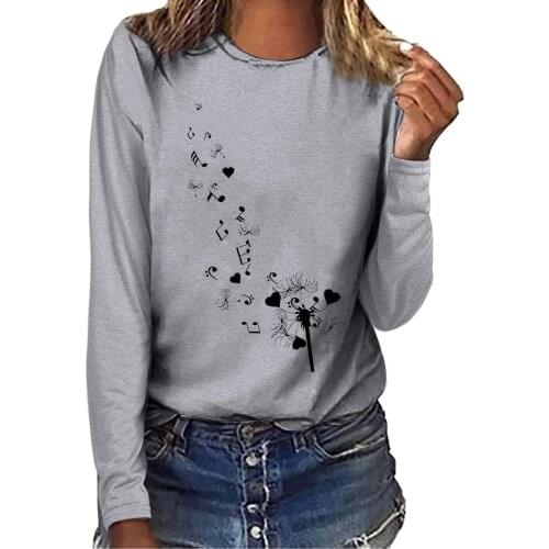 Oversized t-shirt Womens Printed Casual Loose kawaii Round Neck Long Sleeve T-shirt Tops футболка оверсайз camisetas de mujer