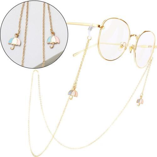 Imixlot Popular Cute Metal Glasses Rope Slip Golden Candy Umbrella Pendant Glasses Chain for Women Girls Lanyard Strap