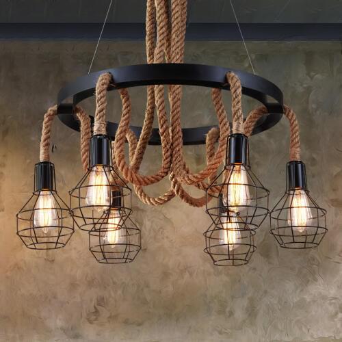North American country hemp Bar Restaurant Restaurant chandelier loft retro Cafe Chandelier