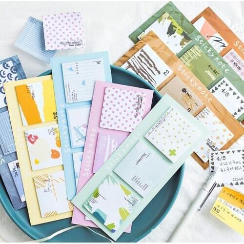Kawaii Cute Stripe Dot Stickers Bookmark Marker Memo Pad Flags Sticky Note Scrapbooking Stationery School Office Supplies sl1369