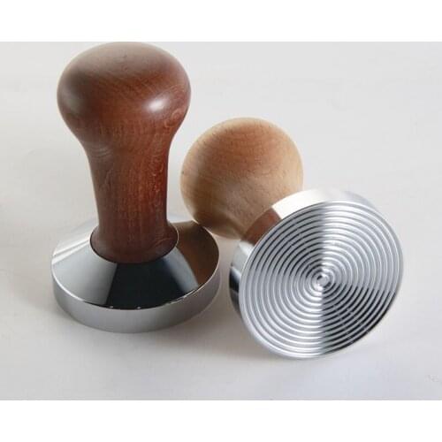 Wood Handle Coffee Powder Hammer Flat Espresso Tamper Stainless Steel Coffee Tamper Barista Tools Coffeeware