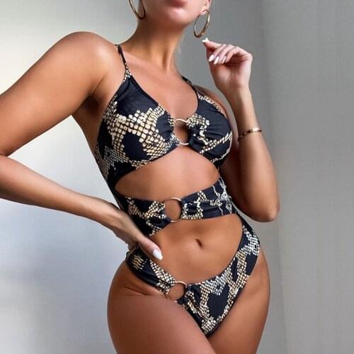 Snake Swimwear Women 2021 Fashion Swimsuit Women One Piece Adjustable Shoulder Strap Bathing Clothing Bikini Mujer Maillot Femme