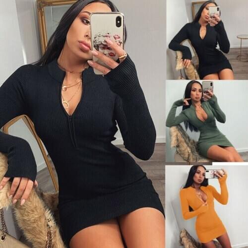 Summer Sexy Womens Ladies Knitted Jumper Dress Casual Slim Bodycon Sweater Mini Dresses Summer Street Sexy Casual Slim Dress