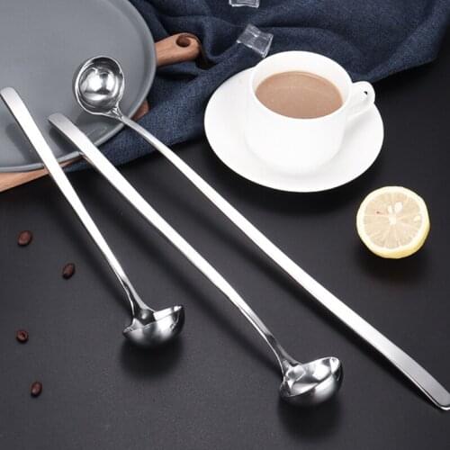 1PC Long Handle Coffee Mixing Spoon Stainless Steel Round Head Ice Cream Dessert Teaspoon Bar Drinkware Kitchen Accessories