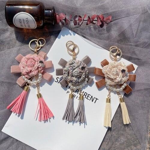 Fashion New Creative Butterfly Immortal Flower Keychain Fashion Tassel Bag Pendant Keychain Rose Flower Accessories Car Keychain