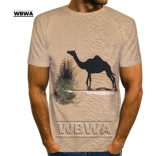 WBWA Mens Camel Shirt 3D Print T-Shirt Summer Graphic Tees Desert Pattern Tops