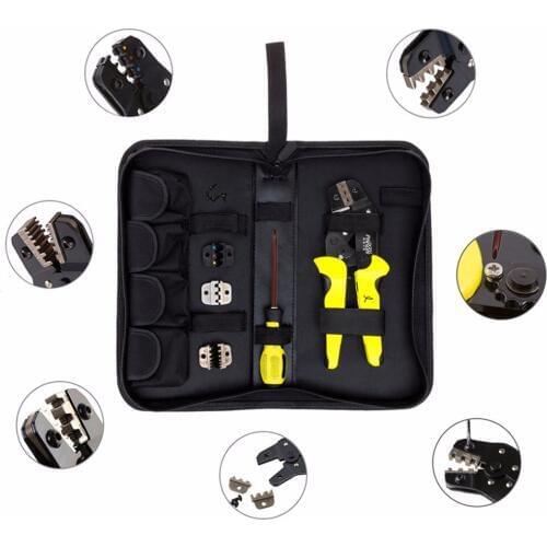 4 In 1 Wire Crimper Kit Multitool Engineering Ratchet Terminal Crimping Plier with Screwdriver/End Terminals