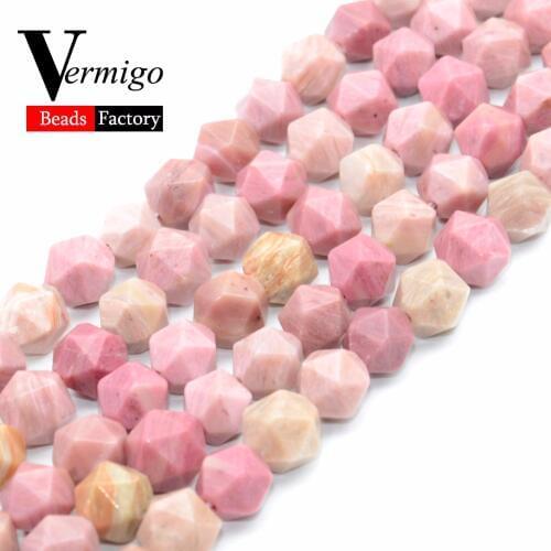 Natural Faceted Red Rhodonite Stone Spacer Loose Beads For Needlework Jewelry Making Diy Beads Bracelet Necklace 15"Strand