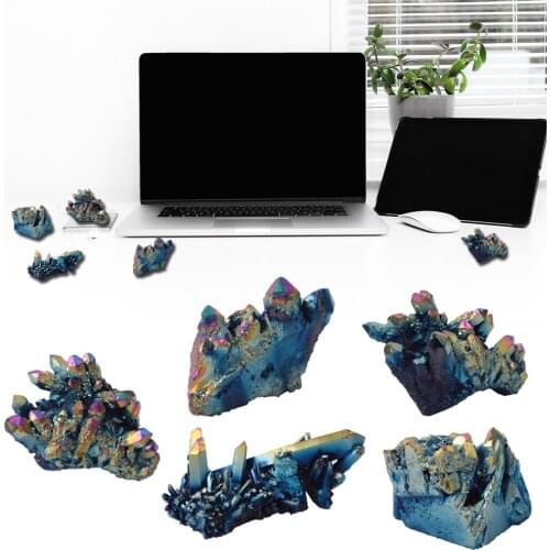 Natural Quartz Crystal Rainbow Titanium Cluster Rare Craft Healing Reiki Mineral Specimen Stone Decoration 2