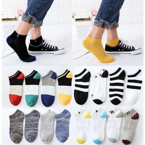 5PC Spring And Autumn Socks, Mens Boat Invisible Breathable Korean Fashion Sports Socks