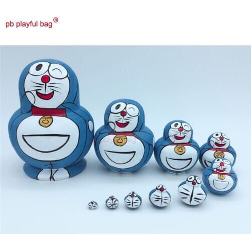 PB Playful bag 10 storey Doraemon Russian dolls exquisite wooden DIY toy set crafts creative novelty home decoration HG90