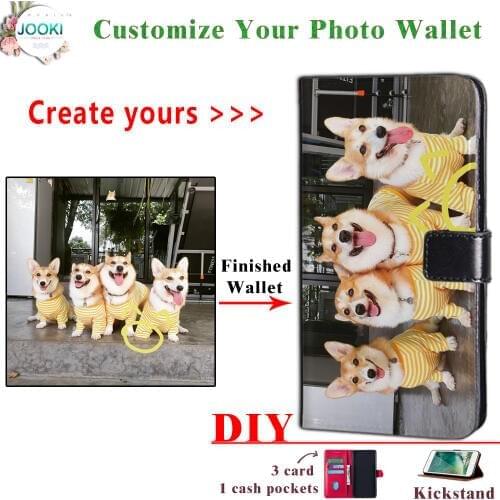 Personalized Fine Leather Bi Fold Money Clip Wallet For Samsung Galaxy A30S A50S A50 custom pet phone case PHOTO WALLET