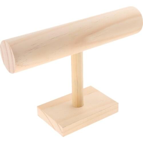 Practical T-Bar Plain Wooden Rack Unpainted Bracelet Wristwatch Display Showing Rack for Shop Counter