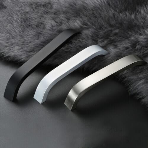 Modern Style Kitchen Cabinet Knobs Handles Black Furniture Handle for Cabinet Drawer Pulls Aluminum Alloy Handle 96mm~192mm