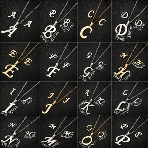 Unique Stainless Steel Jewelry Set English Initial 26 Letters Pendant Necklaces & Alphabet Earring Collier Friends Family Gift