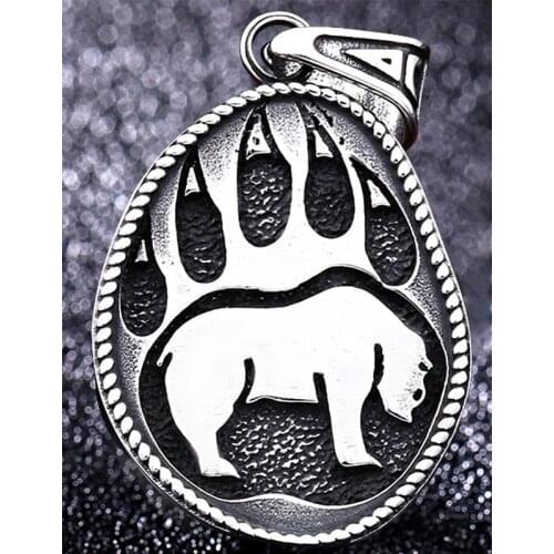 Vintage Mens-Viking-Pendant Animal Vikings-Bear Paw Pendants High Quality Stainless Steel Metal Original Animal Jewelry