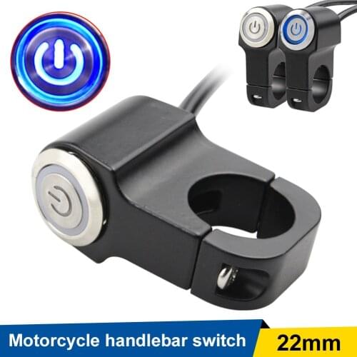 Motorcycle Handlebar Switch 22mm Multifunctional Headlight Fog Light ON OFF Switch with Blue Backlit for Motorbike ATV Pit Bike