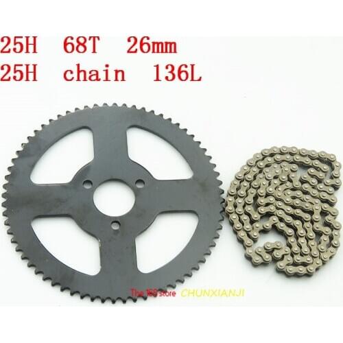 Size 25H 136L links Chain Spare Master Link with 68T tooth rear sprocket For 47cc 49cc Mini Dirt ATV Motor Pocket Bike Motocross