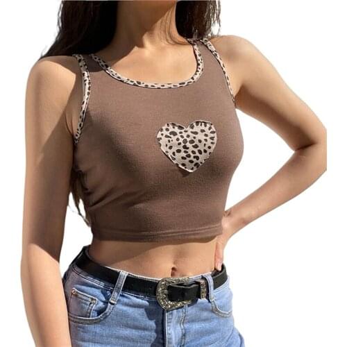 Xingqing Women Cute Printed Crop Tank Top Y2k Graphic Cami Skinny U Neck Sleeveless Vest E-Girl Clothing for Teen Girls