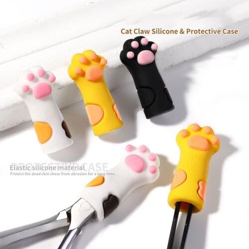 1Pcs Nipper Cover Protective Sleeve Cat Paw Pattern for Nail Cuticle Scissors Manicure Pedicure Tools Dead Skin Tweezers Cap