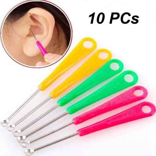 10 Pcs Stainless Steel Earpick Fashion Ear Pick Curette Remover Ear Cleaner Spoon Tool New Hot