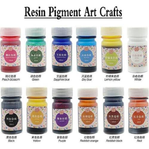 12 Bottles Resin Pigment DIY Jewelry Crafts Epoxy Color UV Resin Coloring Dye Colorant 10g