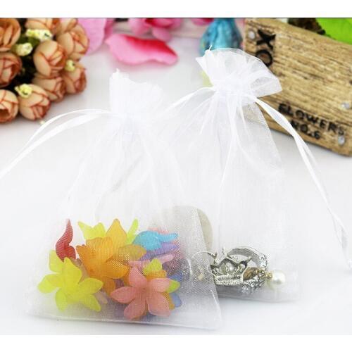 35x50cm White Organza Bags 50pcs/Lot Large Drawstring Gifts Bag For Favor Can Be Customized Logo