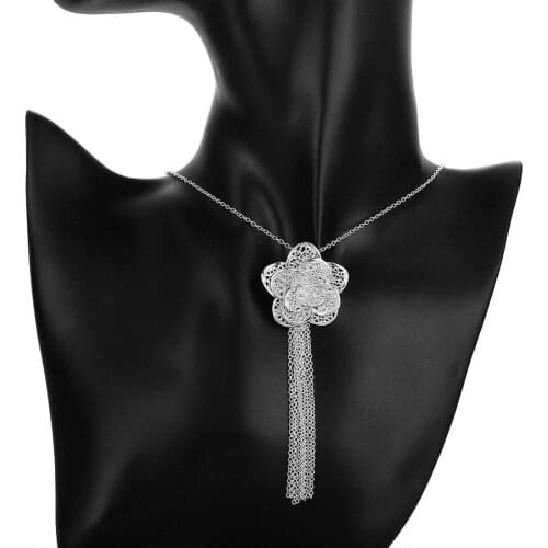 925 Sterling Silver Necklace For Women Retro beautiful flowers Pendant 18 inches Christmas gift high quality wedding Jewelry