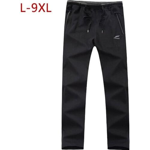 New Arrival Loose Mens Black Pants Casual Fashion100% Cotton Breathable Style Trousers Male Sweatpants Big Size 5XL