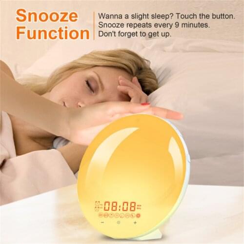 Wake Up Light Sunrise Alarm Clock 7 Colors Bedside Night Light with Sunrise/Sunset Simulation 12/24H Times Display U.S. regulati