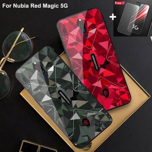 For ZTE nubia Red Magic 5G Case Tempered Glass Hard Back Cover For ZTE Red Magic 5G Phone Case NX659J 6.65'' Luxury Cases Fundas