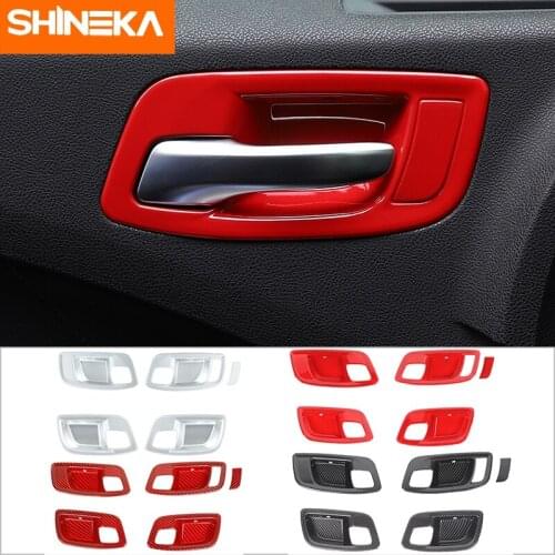 SHINEKA Interior Mouldings For Dodge Charger ABS Car Inner Door Handle Bowl Decoration Cover Stickers For Dodge 300C 2011-2021