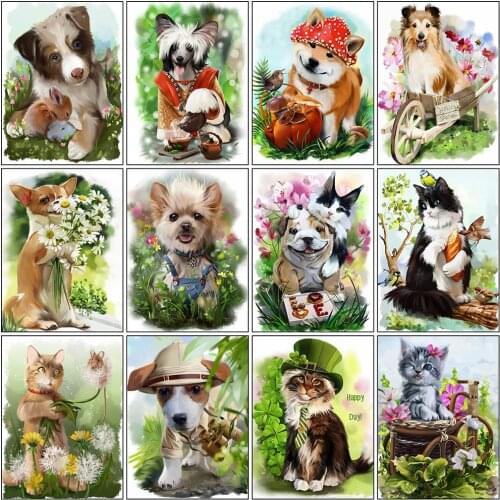 Evershine 5D DIY Diamond Painting Dog Handmade Gift Diamond Embroidery Cat Animal Cross Stitch Spring Home Decorations
