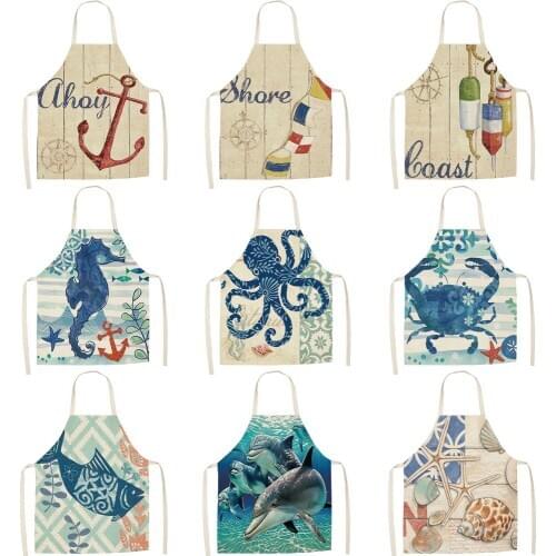 Women Kitchen Apron Cotton Linen Creative Sleeveless Chef Cooking Aprons Kitchen accessories 68*55cm 0079