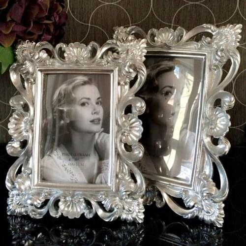 Scandinavian Luxurious 6/7Inch Gold And Silver Palace Relief Resin Photo Frames Wedding Home Decoration