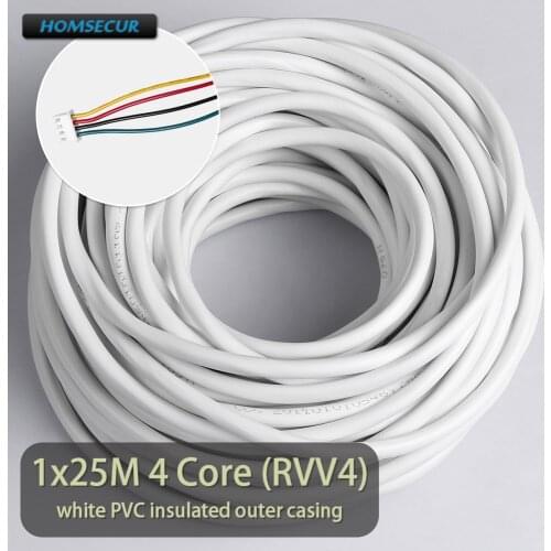 HOMSECUR 4 Core 25m PVC Insulated Cable For Video Door Intercom System