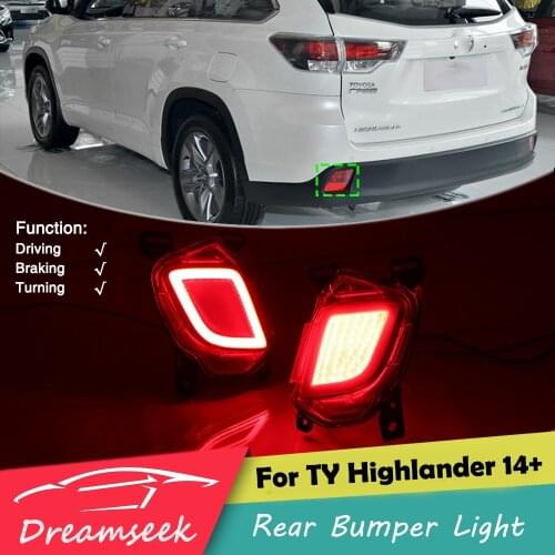 Red LED Rear Bumper Tail Light For Toyota Highlander 2014 2015 2016 2017 2018 Brake Lamp