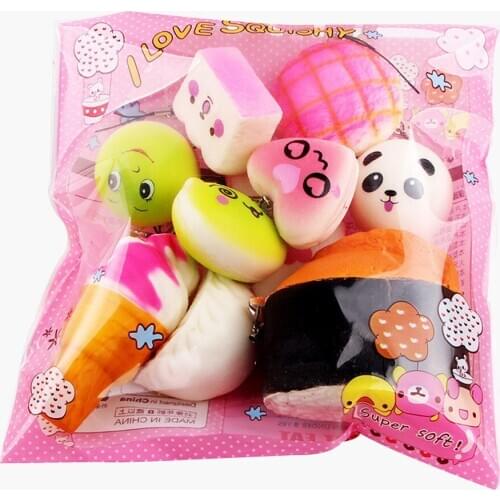 Slow Rising Decompression Fun Carry Play Toys Gift 10pcs Medium Mini Soft Bread Toys Key Cute Squeeze Toy L1213