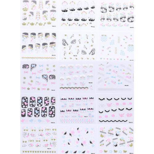 MingLee 30 sheets Nail Sticker 3d French/Flower Women Lady Beauty Charm Decorations Nail Art Foils Decals DIY Tools YMAG01-15
