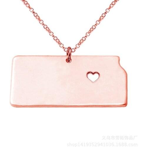 Trendy, USA state map of Kansas not embroidered with steel pendant necklaces