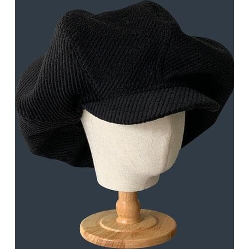 Nic Vintage Plain Octagonal Cap Beanie Hat French Style Women Girls Wool Warm Beret Hat Femme Winter Hats Caps Street Fashion