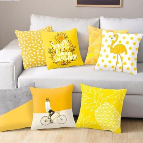 Nordic Style Pillow Cover Cartoon Yellow Series Peach Skin Fabric Throw Pillowcase 16x16in 18x18in 20x20in 24x24in Pillowcase