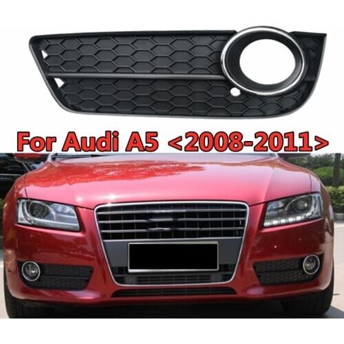 New Fog Lamp Cover Car Front Bumper Fog Light Grilles For Audi- A5 2008 2009 2010 2011 8T0807681/682 ABS Replacem Racing Grills