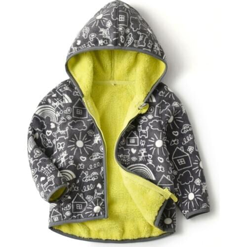 New 2021 Spring Autumn 2-8 Yrs Little Boy Fleece Thick Fur Sweatshirt Hooded Coat Kids' Hoodie for Winter