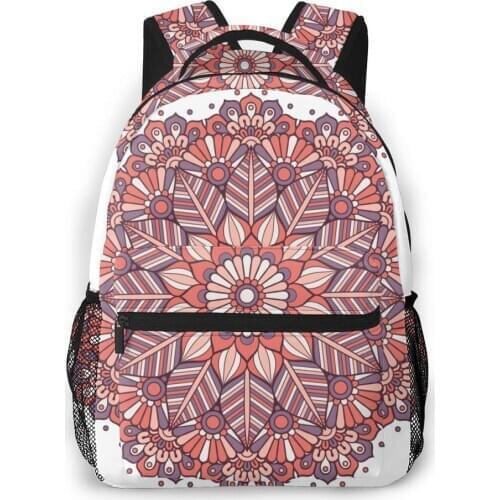 OLN Women Backpack with Multiple Using Women Backpacks Flower Mandala Indian Female School Bag Girls Travel Bag