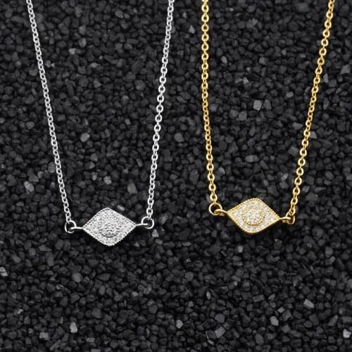Wholesale 10piece Gold Color Chain Choker Cubic Zircon Evil Eye Charm Necklace For Women Bridal Jewelry Feminina Colar Femme Bff
