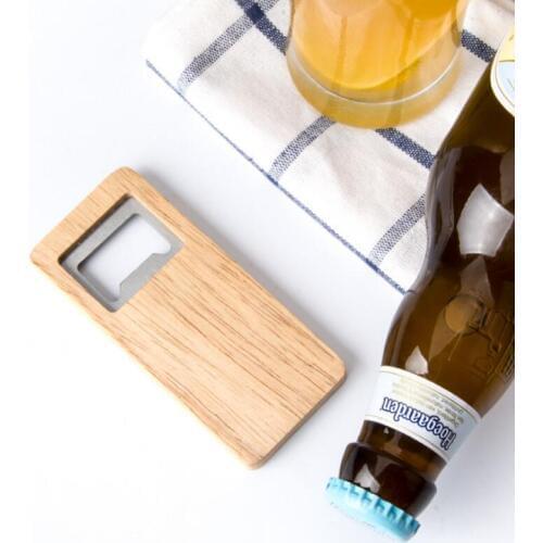 Beer Bottle Opener Wooden Handle Corkscrew Stainless Steel Square Openers Eco Friendly Lightweight For Gift LX7933