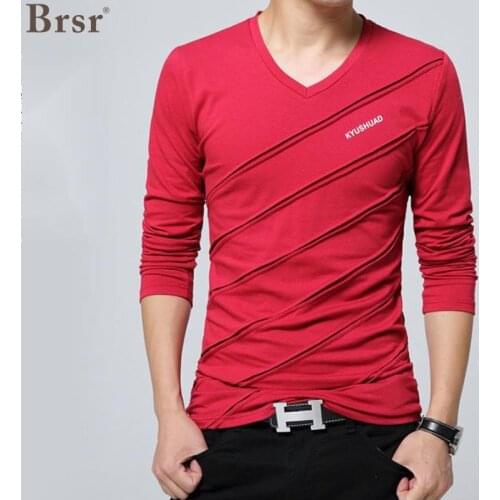 Top Selling Product In Spring And Autumn New Mens Long-sleeved Oversized T-shirt Cotton V-neck Clothing T Shirt For Men Tshirt