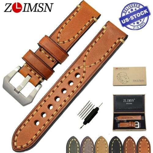ZLIMSN Genuine Leather Watchband Relacement 20 22 24 26mm Men Women Watch Band Strap Stainless Steel Buckle relojes hombre 2017